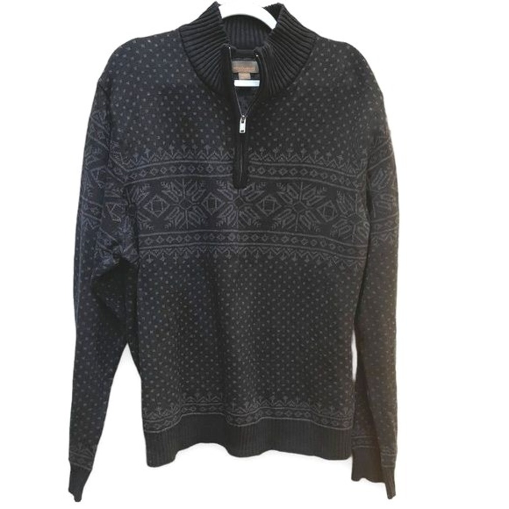 Northwest Territory Sweater 1/4 Zip Black Gray‎ Outdoors Academia Men's 2XL